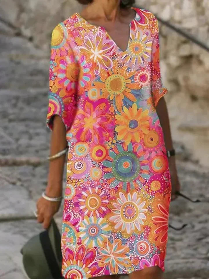 Hannah – jurk met V-hals en bloemenprint