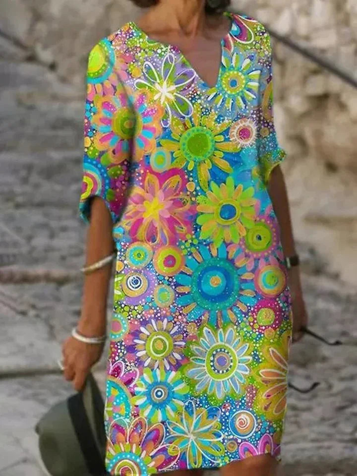 Hannah – jurk met V-hals en bloemenprint