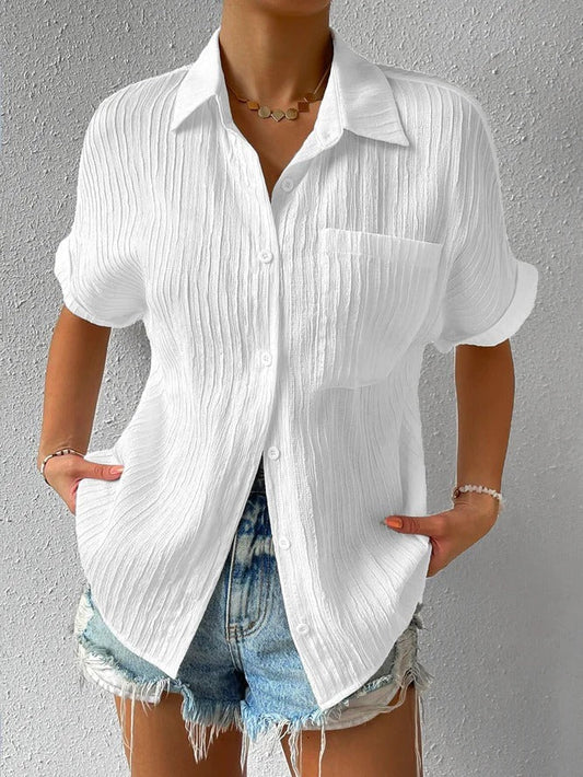 Wijde, casual blouse met overhemdkraag met knoopsluiting