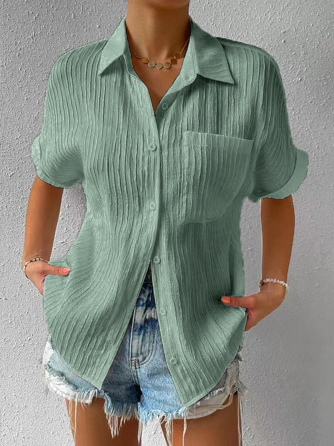 Wijde, casual blouse met overhemdkraag met knoopsluiting