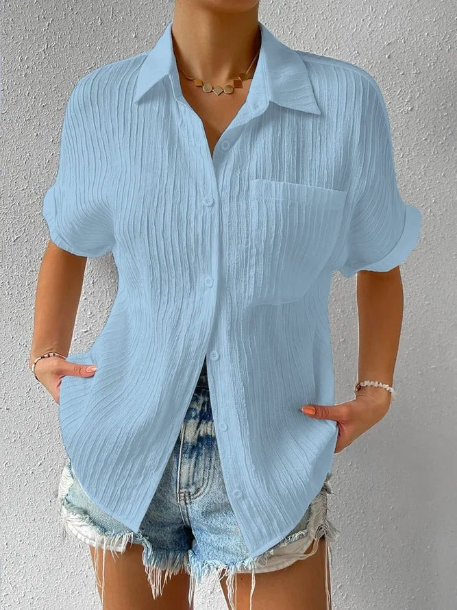 Wijde, casual blouse met overhemdkraag met knoopsluiting