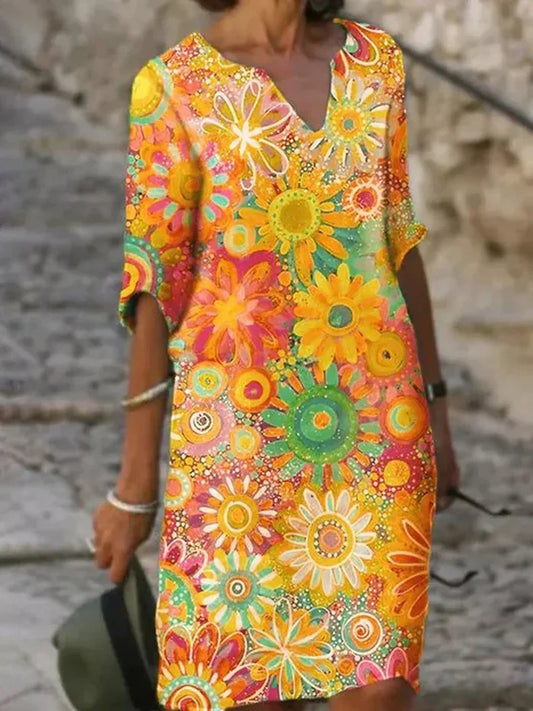Hannah – jurk met V-hals en bloemenprint