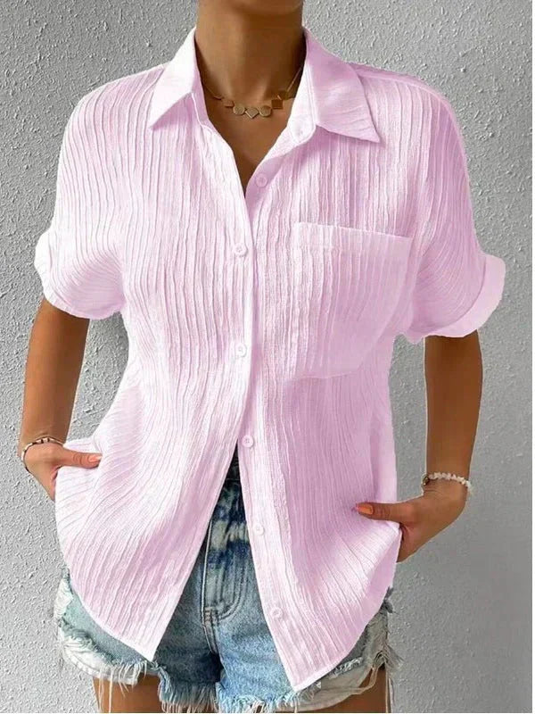 Wijde, casual blouse met overhemdkraag met knoopsluiting