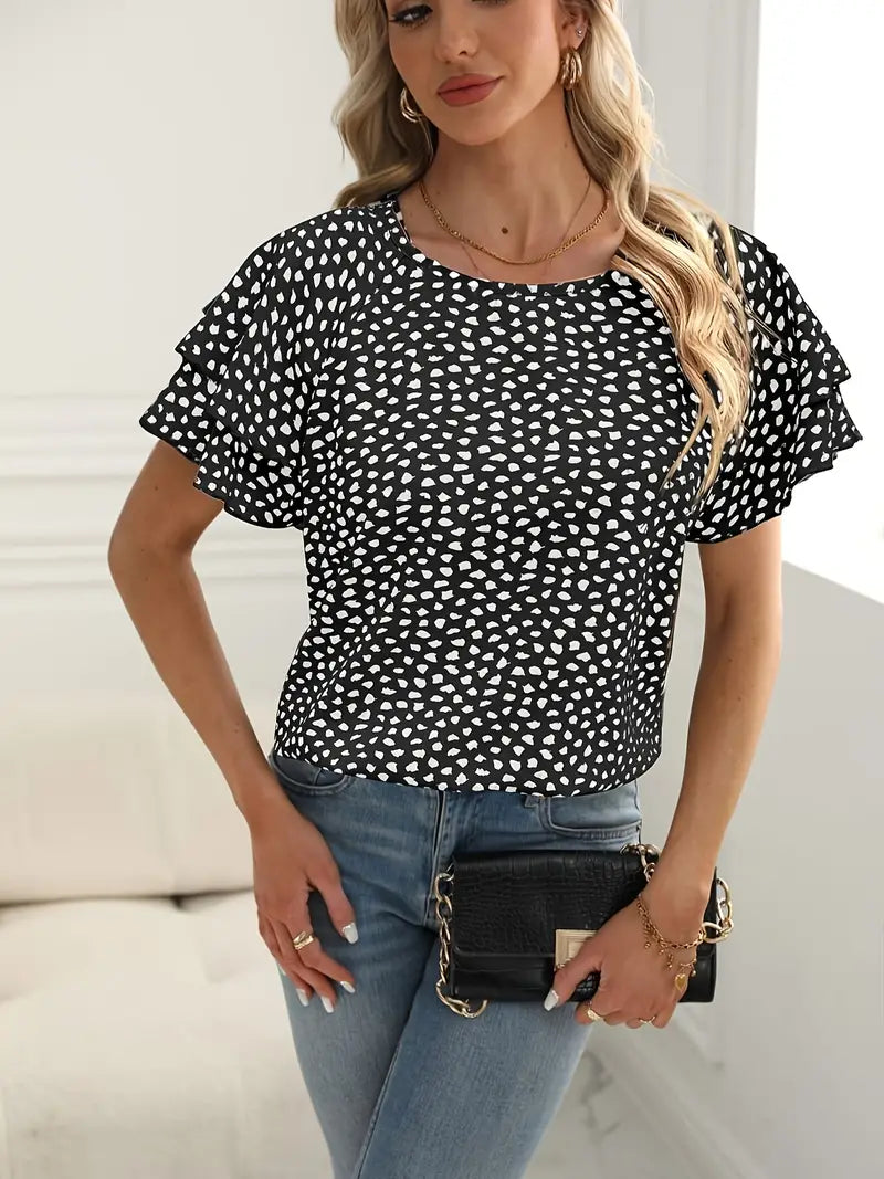 Samantha - blouse met ronde hals en ruches voor dames