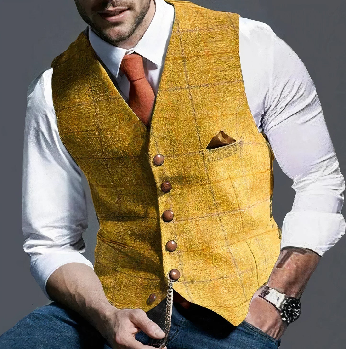 Elegant licht geruit gilet - Alexander