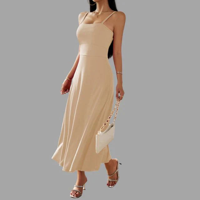 Julia - beige midi-swingjurk