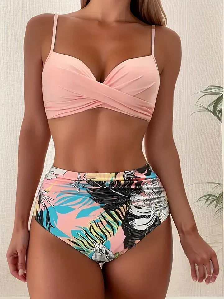 Navy – donkerblauwe bikini met hoge taille en push-up