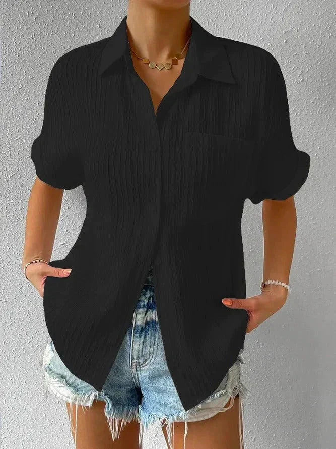 Wijde, casual blouse met overhemdkraag met knoopsluiting