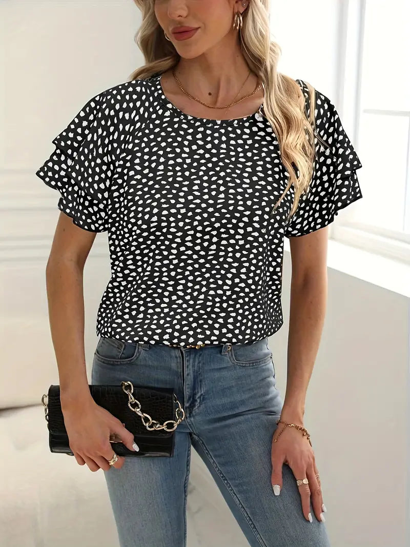 Samantha - blouse met ronde hals en ruches voor dames